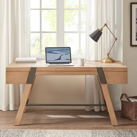 Natural Solid Wood Writing Desk | Home Office Furniture – Oakvello