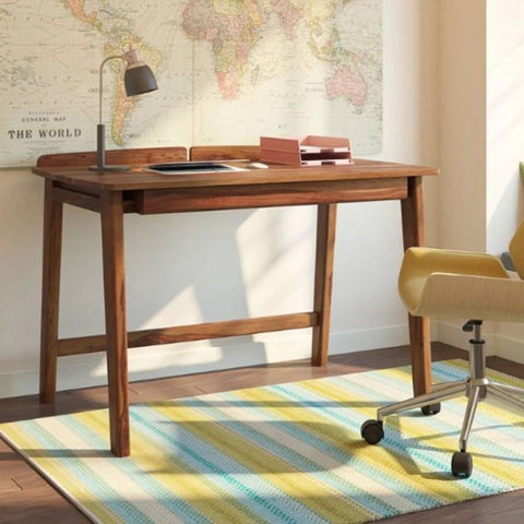 Teak Finish Solid Wood Study Table | Home Office Writing Desk – Oakvello