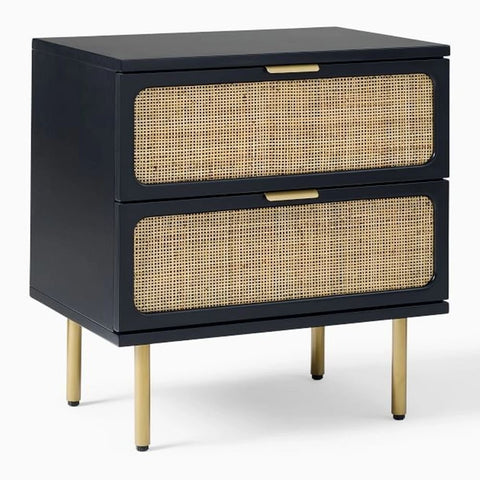 Ida Woven Rattan Nightstand | Boho Solid Wood Bedside Table – Oakvello