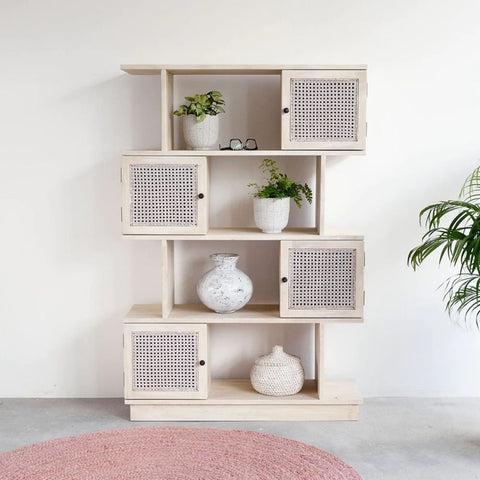 Modern Solid Wood Bookshelf with Storage | Living Room Display Cabinet – Oakvello