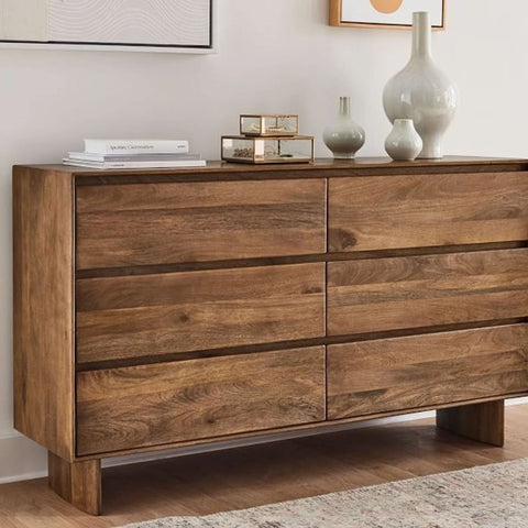Solid Wood 6-Drawer Dresser | Spacious Bedroom Storage Chest – Oakvello