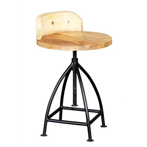 Jodhpuri Upcycled Wood Bar Stool | Handcrafted Solid Wood Kitchen Seating – Oakvello