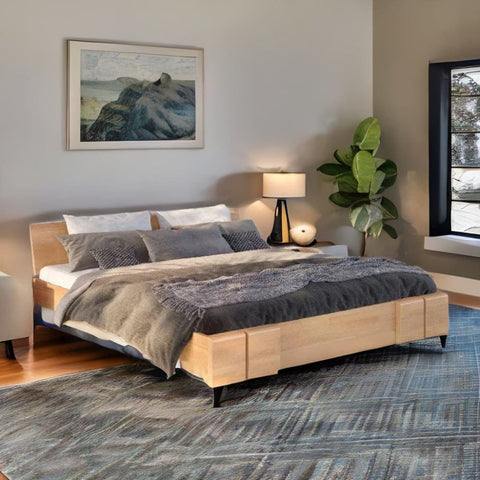 Teak Finish Solid Mango Wood Bed | Premium Bedroom Furniture – Oakvello