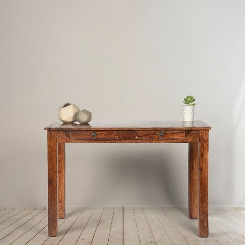 2-Drawer Solid Mango Wood Study Desk | Home Office Writing Table – Oakvello
