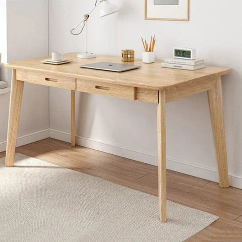 Solid Wood Study Table with Drawer Storage | Home Office Writing Desk – Oakvello
