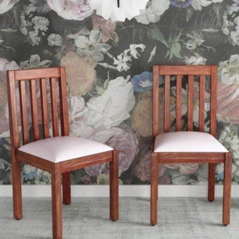 Solid Sheesham Wood Dining Chair Set of 2 | Heritage Kitchen Seating – Oakvello