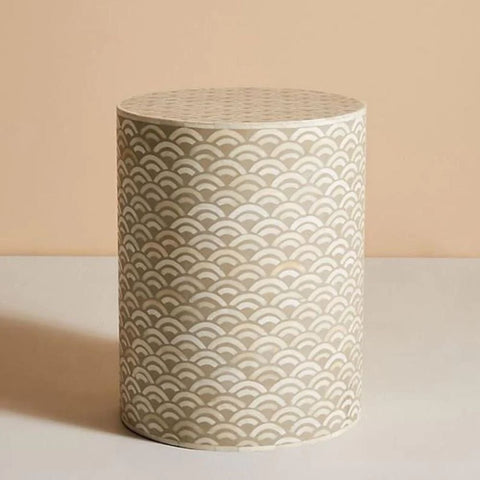 Brown Bone Inlay End Table | Handcrafted Artisan Living Room Accent – Oakvello
