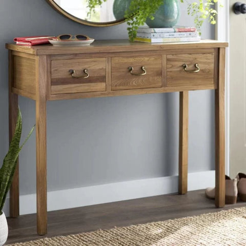 Oak Finish Solid Wood Console Table | Entryway & Hallway Furniture – Oakvello