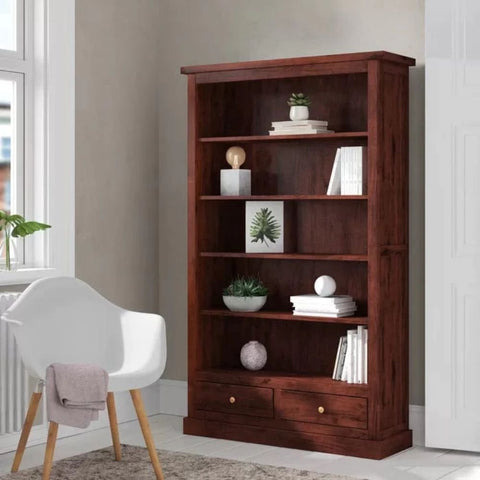 Solid Wood Standard Bookcase | Living Room Display & Storage – Oakvello
