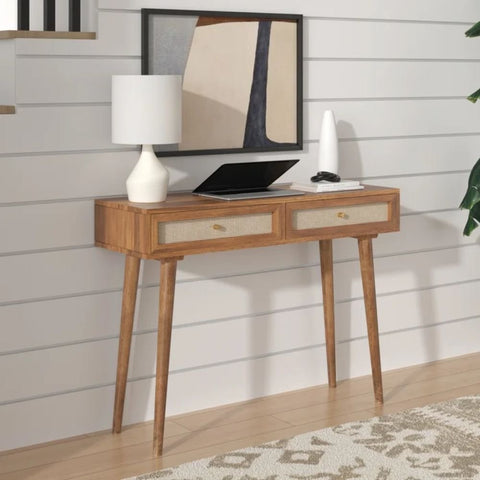 Solid Wood Study Desk | Ergonomic Home Office Writing Table – Oakvello