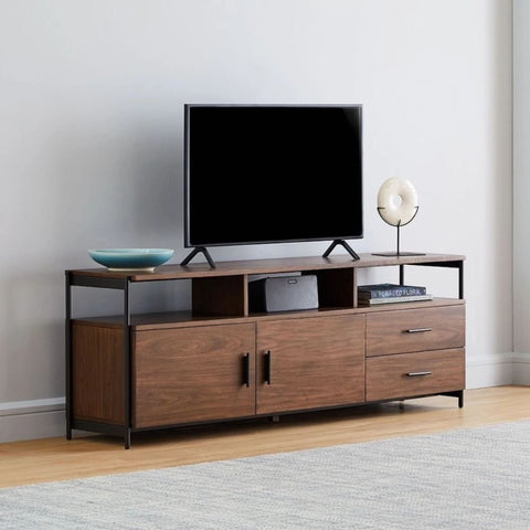 Dark Finish Solid Wood Media Console Table | TV Stand & Storage – Oakvello