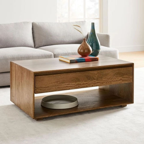 Solid Wood Storage Coffee Table | Living Room Centre Table with Storage – Oakvello
