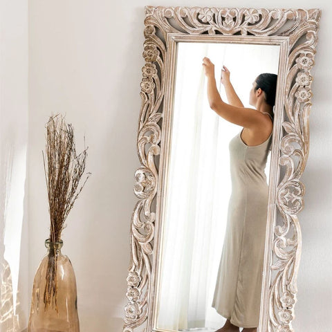 Zargor Rectangular Solid Mango Wood Wall Mirror | Bedroom & Living Room Decor – Oakvello