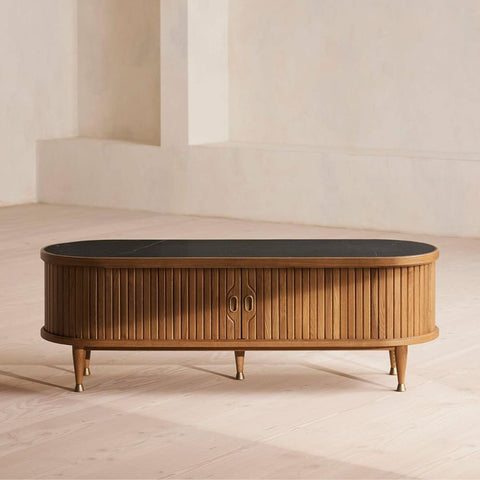Black Marquina Marble Media Unit | Luxury TV Console & Living Room Storage – Oakvello