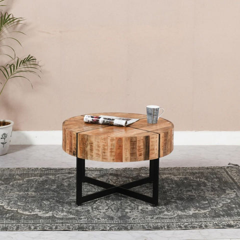 Solid Mango Wood Coffee Table with Marble Top | Living Room Furniture – Oakvello