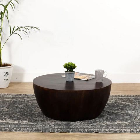 Natural Dark Solid Mango Wood Coffee Table | Living Room Centre Table – Oakvello