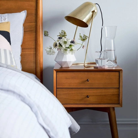 Mid-Century Solid Wood Bedside Table | Retro Bedroom Nightstand – Oakvello