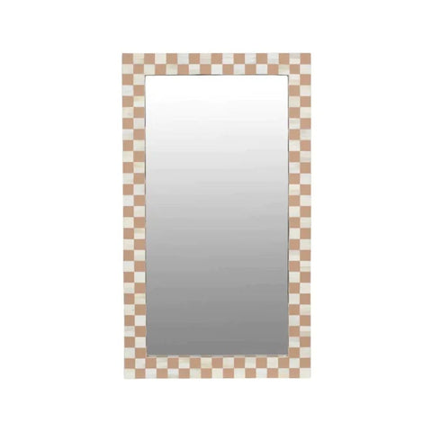 Jodhpuri Brown Bone Inlay Mirror | Handcrafted Decorative Wall Mirror – Oakvello