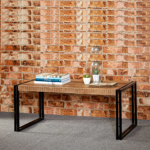 Industrial Solid Wood Coffee Table | Metal Frame Living Room Furniture – Oakvello