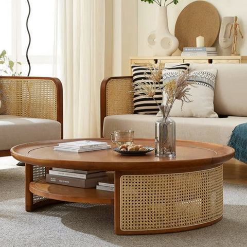 Solid Mango Wood Coffee Table | Rustic Hardwood Living Room Centre Table – Oakvello