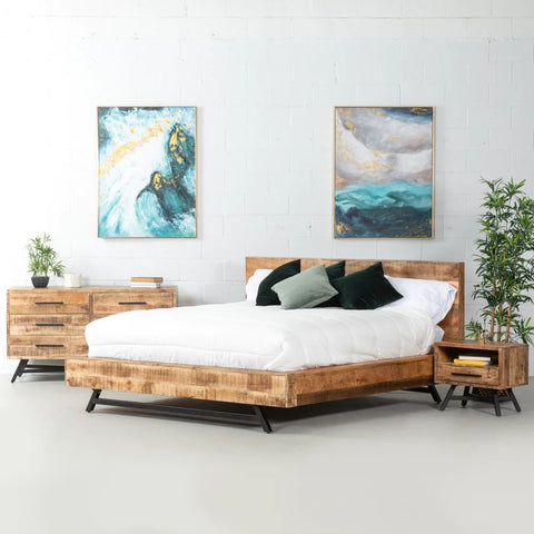 Solid Mango Wood Bed | Natural Hardwood Bedroom Furniture – Oakvello