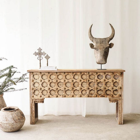 Solid Mango Wood Console Table | Handcrafted Heritage Entryway Furniture – Oakvello