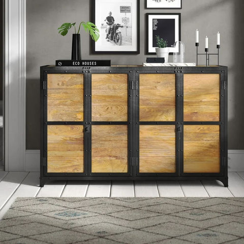 Industrial Solid Wood Large Sideboard | Bold Living Room Storage – Oakvello