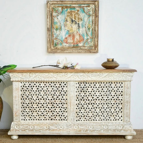 Ajmeri Solid Mango Wood Console Table | Handcrafted Entryway Furniture – Oakvello