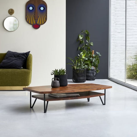 Solid Sheesham Wood Coffee Table | Natural Hardwood Living Room Centre Table – Oakvello