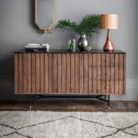 Solid Teak Wood Sideboard | Handcrafted Living Room Storage Cabinet – Oakvello