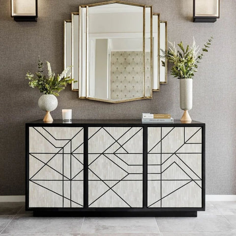 Ajmeri Bone Inlay Sideboard | Artisan Handcrafted Living Room Storage – Oakvello