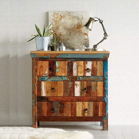 Reclaimed Boat Wood 4-Drawer Chest | Eco-Friendly Bedroom Storage – Oakvello