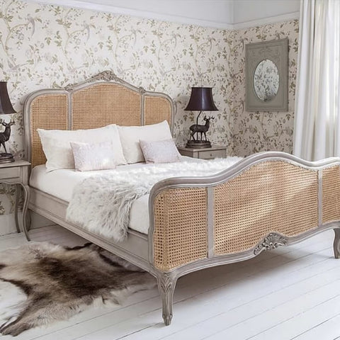 Painted Luxury French Solid Wood Bed | Ornate Bedroom Furniture – Oakvello