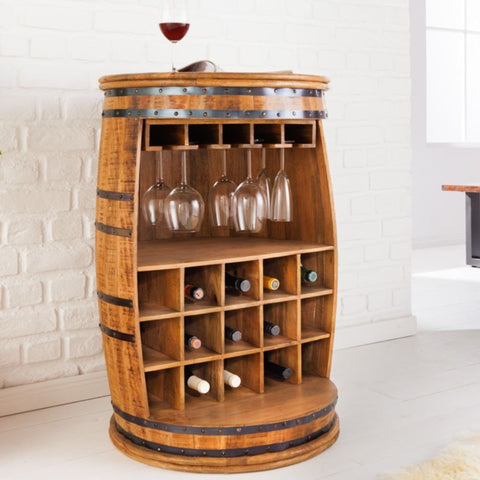 Solid Mango Wood Bar Cabinet | Home Bar Storage Furniture – Oakvello
