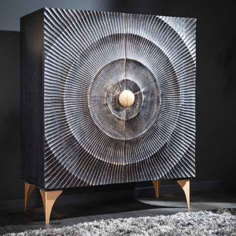 Black Solid Mango Wood Sideboard | Bold Living Room Storage Cabinet – Oakvello