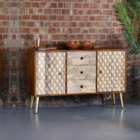 Jodhpuri Retro Large Sideboard | Heritage Solid Wood Living Room Storage – Oakvello