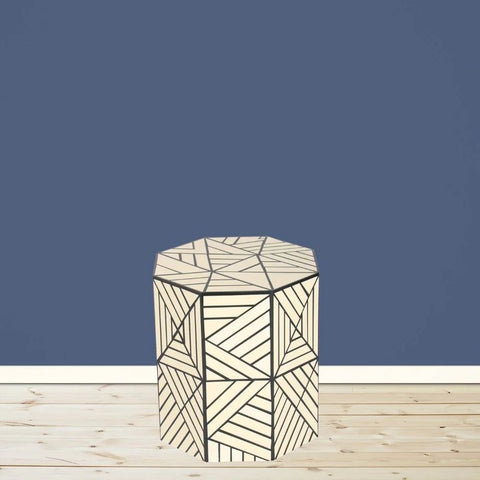 Kota Grey Bone Inlay Round Side Table | Handcrafted Artisan Accent Furniture – Oakvello