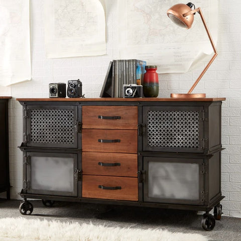 Industrial Solid Wood 4-Drawer Chest | Bedroom & Living Room Storage – Oakvello