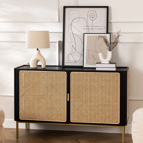 Enrick Solid Wood Sideboard | Living Room Storage Cabinet – Oakvello