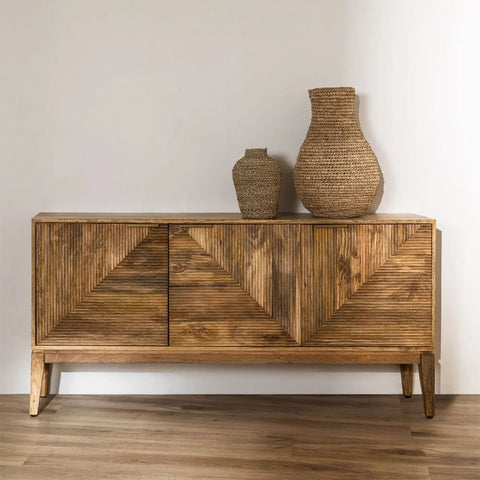 Baty Design Solid Mango Wood Sideboard | Living Room Storage – Oakvello