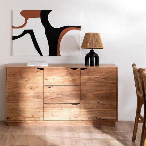 Tasmani Acacia Wood Sideboard | Solid Hardwood Storage Cabinet – Oakvello