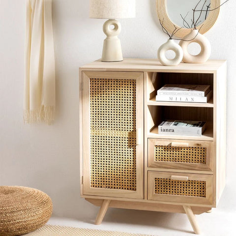 Ralik Solid Wood Sideboard with Drawers | Living Room Storage Cabinet – Oakvello