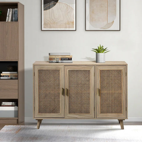 Solid Wood 3-Door Sideboard Cabinet | Living Room Storage Furniture – Oakvello