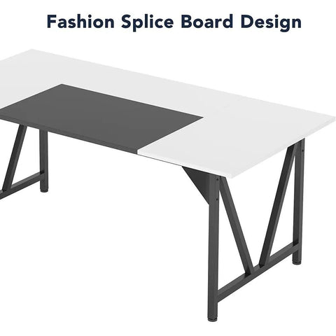 White & Black Solid Wood Dining Table | Seats 6 | Kitchen Furniture – Oakvello