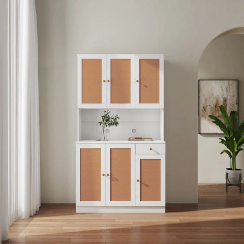 Solid Wood Closet | 6 Doors, 1 Drawer & 1 Open Shelf Bedroom Storage – Oakvello