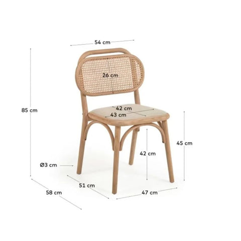 Jodhpur Cane Chair | Natural Finish with Upholstered Seat – Oakvello