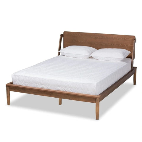 Walnut Finish Solid Wood Bed | Premium Bedroom Furniture – Oakvello