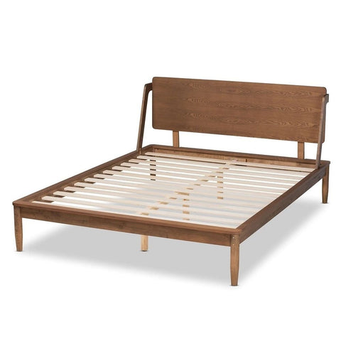 Walnut Finish Solid Wood Bed | Premium Bedroom Furniture – Oakvello