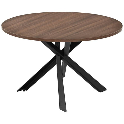 Solid Wood Round Dining Table with Carbon Steel Cross Base | Kitchen Furniture – Oakvello