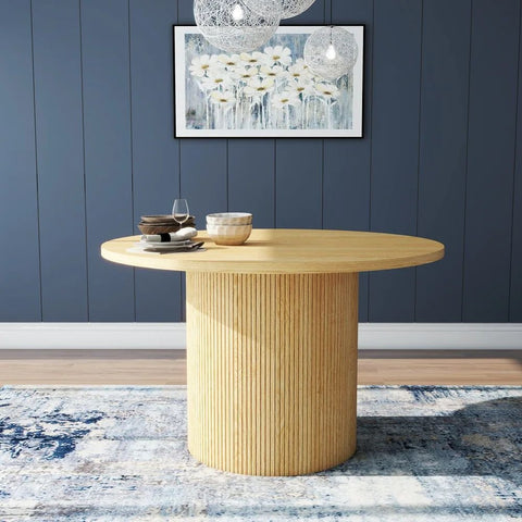 Round Solid Wood Kitchen Dining Table | Natural Hardwood Furniture – Oakvello